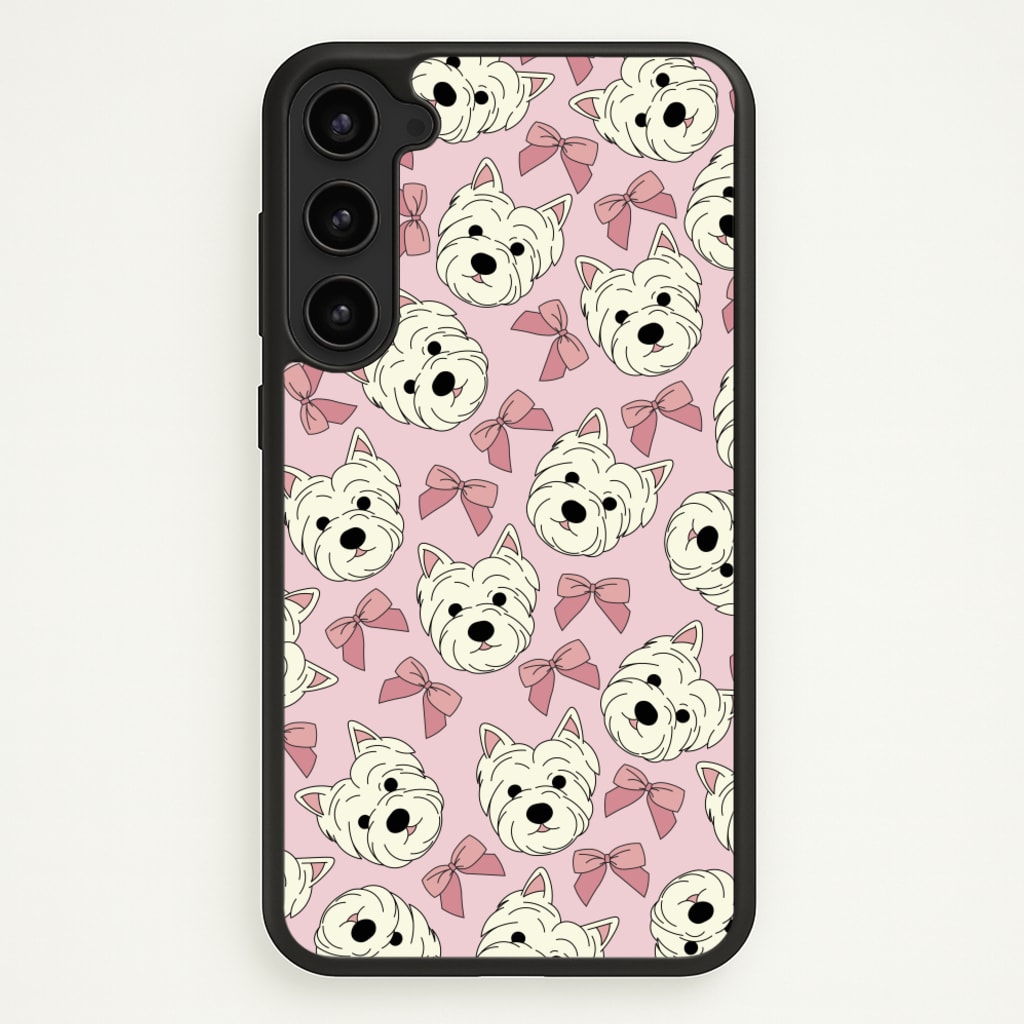 Cute Terrier And Bows Pattern   - Dog Patterns Phone Case for Galaxy S23