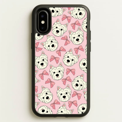 Cute Terrier And Bows Pattern   - Dog Patterns Phone Case for iPhone X / XS