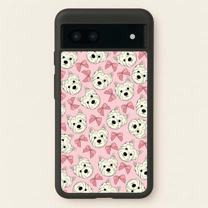 Cute Terrier And Bows Pattern   - Dog Patterns Phone Case for Google Pixel 6a