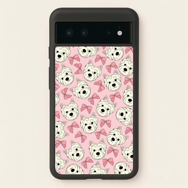 Cute Terrier And Bows Pattern   - Dog Patterns Phone Case for Google Pixel 6