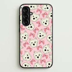 Cute Terrier And Bows Pattern   - Dog Patterns Phone Case for Galaxy A16