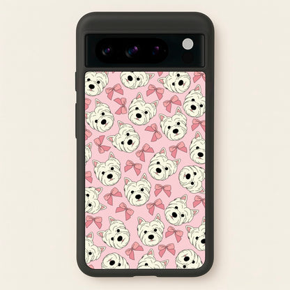 Cute Terrier And Bows Pattern   - Dog Patterns Phone Case for Google Pixel 8 Pro