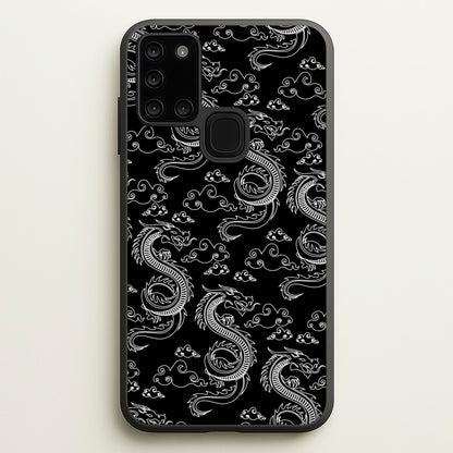 Black And White Dragon Pattern  - Dragon Patterns Phone Case for Galaxy A21s