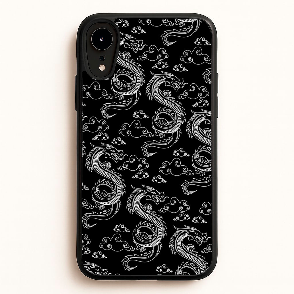 Black And White Dragon Pattern  - Dragon Patterns Phone Case for iPhone XR