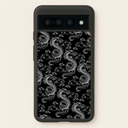 Black And White Dragon Pattern  - Dragon Patterns Phone Case for Google Pixel 7 Pro