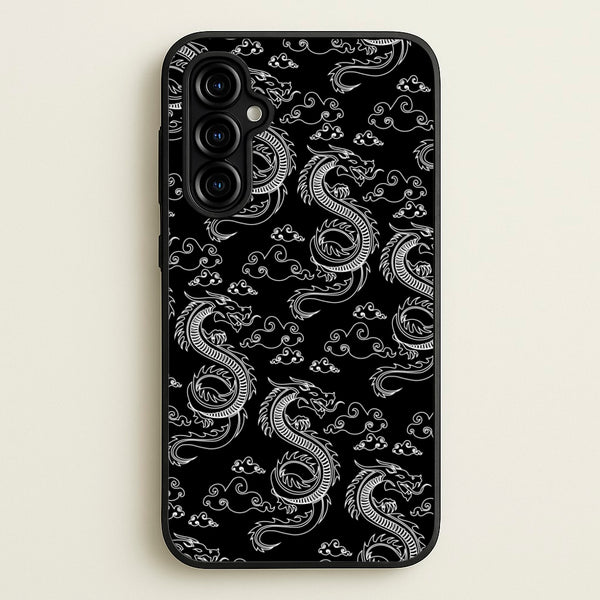 Black And White Dragon Pattern  - Dragon Patterns Phone Case for Galaxy A54