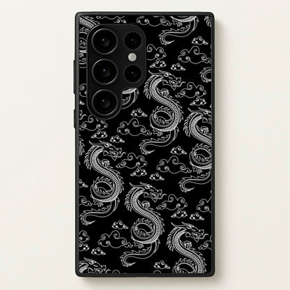 Black And White Dragon Pattern  - Dragon Patterns Phone Case for Galaxy S24 Ultra