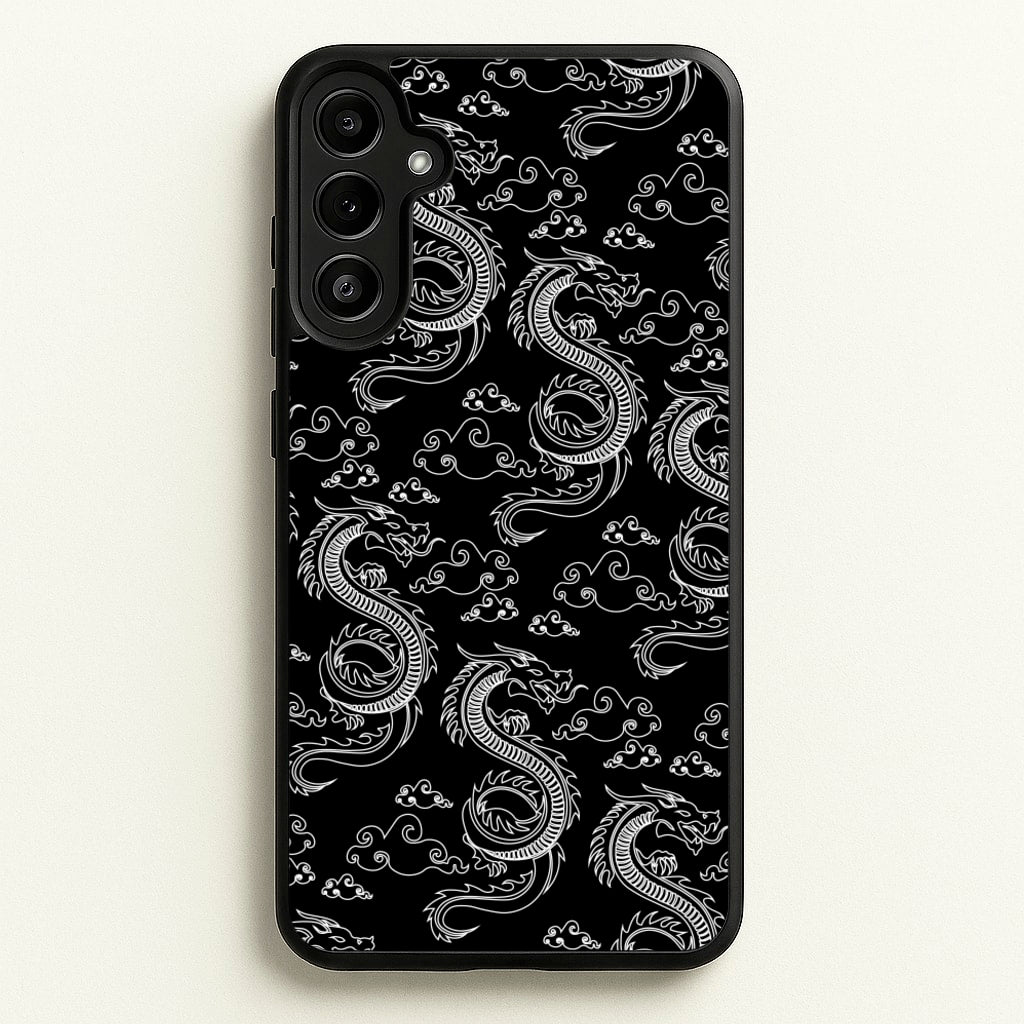 Black And White Dragon Pattern  - Dragon Patterns Phone Case for Galaxy A36