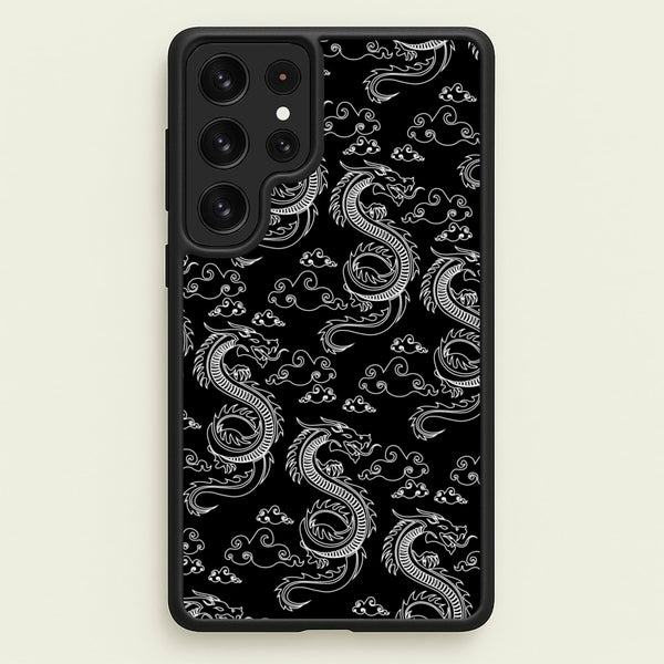 Black And White Dragon Pattern  - Dragon Patterns Phone Case for Galaxy S23 Ultra