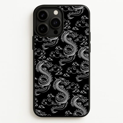 Black And White Dragon Pattern  - Dragon Patterns Phone Case for iPhone 13 Pro Max