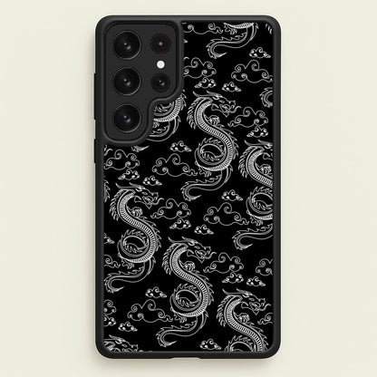 Black And White Dragon Pattern  - Dragon Patterns Phone Case for Galaxy S22 Ultra