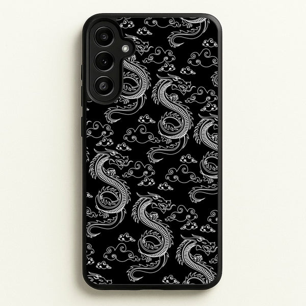Black And White Dragon Pattern  - Dragon Patterns Phone Case for Galaxy A34