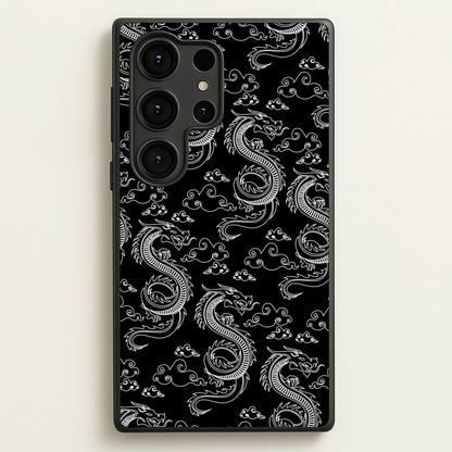 Black And White Dragon Pattern  - Dragon Patterns Phone Case for Galaxy S25 Ultra