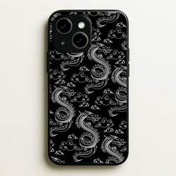 Black And White Dragon Pattern  - Dragon Patterns Phone Case for iPhone 14
