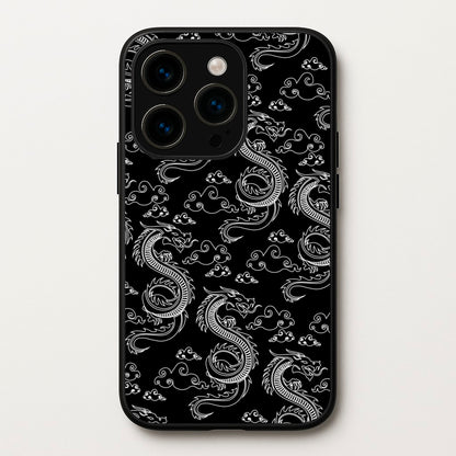 Black And White Dragon Pattern  - Dragon Patterns Phone Case for iPhone 14 Pro