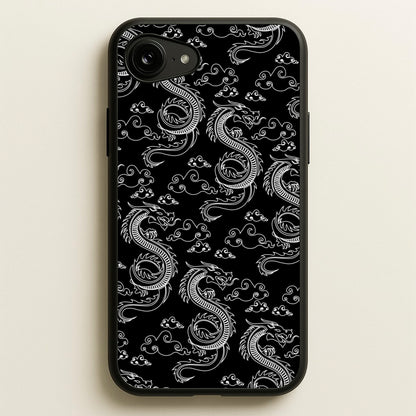 Black And White Dragon Pattern  - Dragon Patterns Phone Case for iPhone 16e
