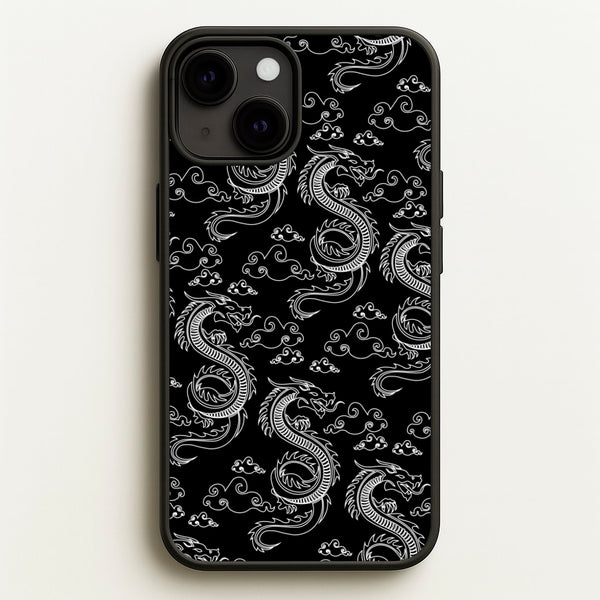 Black And White Dragon Pattern  - Dragon Patterns Phone Case for iPhone 13 Mini