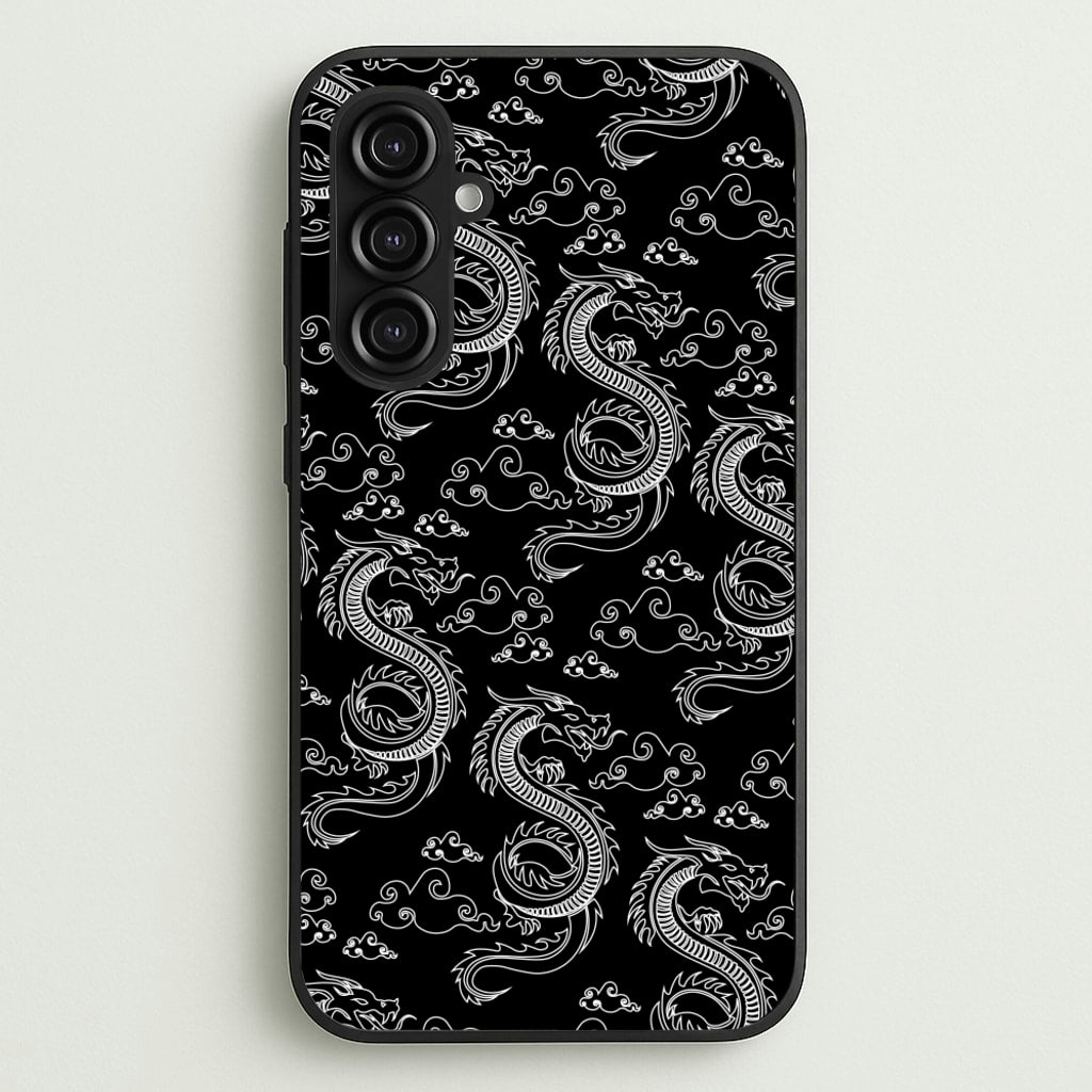 Black And White Dragon Pattern  - Dragon Patterns Phone Case for Galaxy S23FE