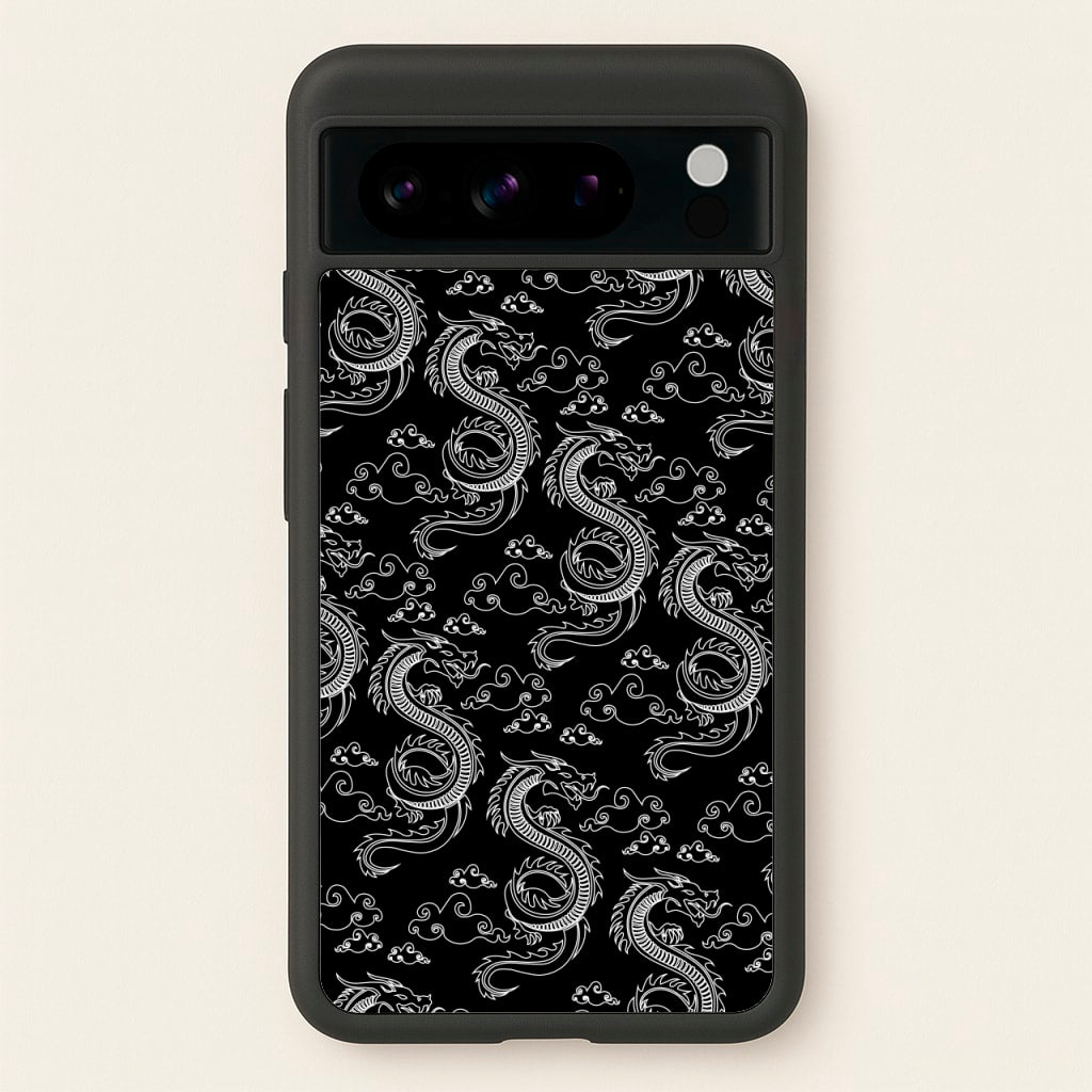 Black And White Dragon Pattern  - Dragon Patterns Phone Case for Google Pixel 8 Pro