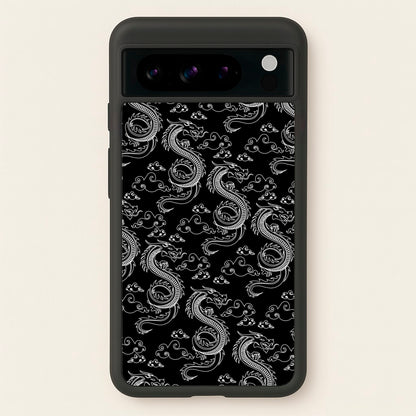 Black And White Dragon Pattern  - Dragon Patterns Phone Case for Google Pixel 8 Pro