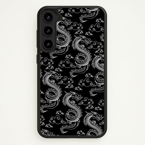 Black And White Dragon Pattern  - Dragon Patterns Phone Case for Galaxy S23 Plus