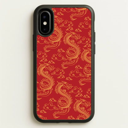 Red And Gold Dragon Pattern  - Dragon Patterns Phone Case for iPhone X / XS
