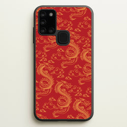 Red And Gold Dragon Pattern  - Dragon Patterns Phone Case for Galaxy A21s