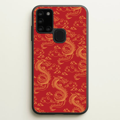 Red And Gold Dragon Pattern  - Dragon Patterns Phone Case for Galaxy A21s