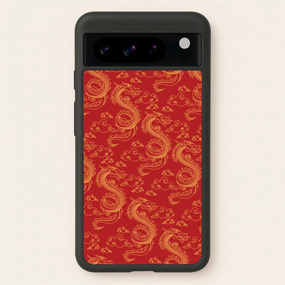 Red And Gold Dragon Pattern  - Dragon Patterns Phone Case for Google Pixel 8 Pro
