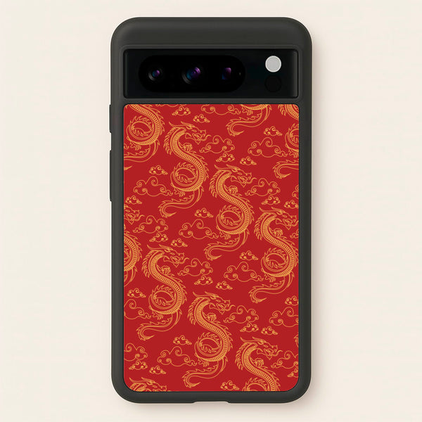 Red And Gold Dragon Pattern  - Dragon Patterns Phone Case for Google Pixel 8 Pro