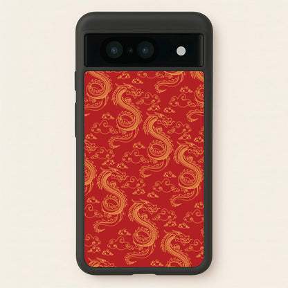 Red And Gold Dragon Pattern  - Dragon Patterns Phone Case for Google Pixel 8