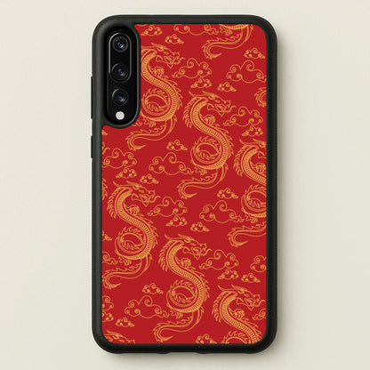 Red And Gold Dragon Pattern  - Dragon Patterns Phone Case for Huawei P20 Pro