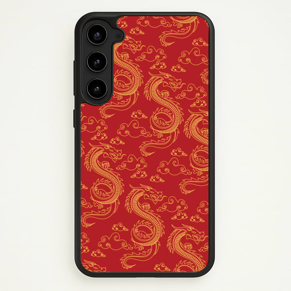 Red And Gold Dragon Pattern  - Dragon Patterns Phone Case for Galaxy S23 Plus