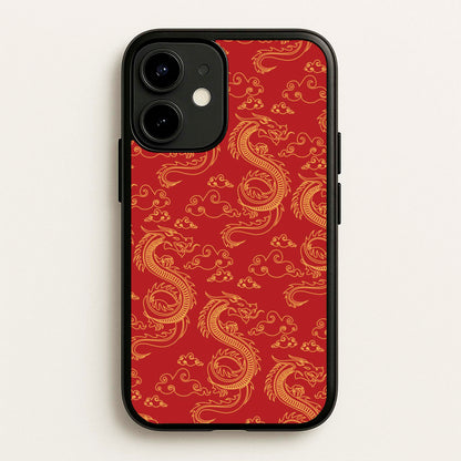 Red And Gold Dragon Pattern  - Dragon Patterns Phone Case for iPhone 12 / 12 Pro