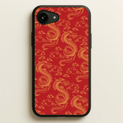Red And Gold Dragon Pattern  - Dragon Patterns Phone Case for iPhone 16e