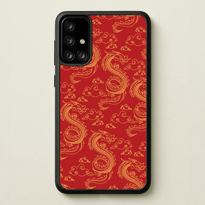 Red And Gold Dragon Pattern  - Dragon Patterns Phone Case for Galaxy A71