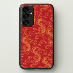 Red And Gold Dragon Pattern  - Dragon Patterns Phone Case for Galaxy A35