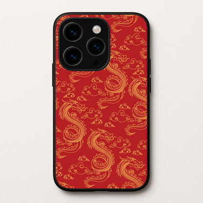Red And Gold Dragon Pattern  - Dragon Patterns Phone Case for iPhone 14 Pro Max