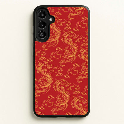 Red And Gold Dragon Pattern  - Dragon Patterns Phone Case for Galaxy A34