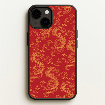 Red And Gold Dragon Pattern  - Dragon Patterns Phone Case for iPhone 13 Mini