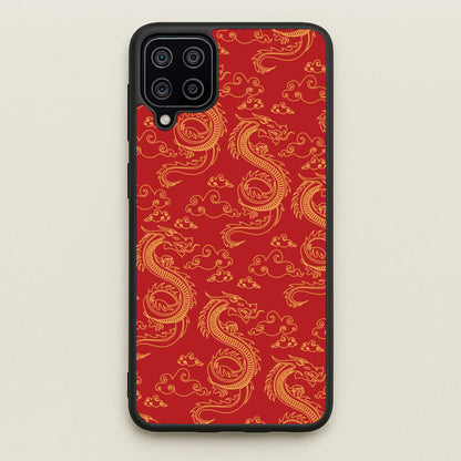 Red And Gold Dragon Pattern  - Dragon Patterns Phone Case for Galaxy A12