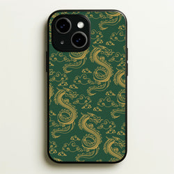 Green And Gold Dragon Pattern  - Dragon Patterns Phone Case for iPhone 14