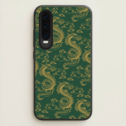 Green And Gold Dragon Pattern  - Dragon Patterns Phone Case for Huawei P30