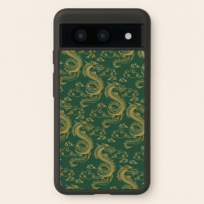 Green And Gold Dragon Pattern  - Dragon Patterns Phone Case for Google Pixel 8a