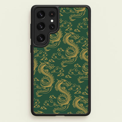 Green And Gold Dragon Pattern  - Dragon Patterns Phone Case for Galaxy S22 Ultra