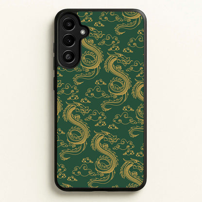 Green And Gold Dragon Pattern  - Dragon Patterns Phone Case for Galaxy A36