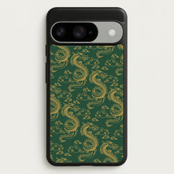 Green And Gold Dragon Pattern Phone Case for Google Pixel 10 / 10 Pro