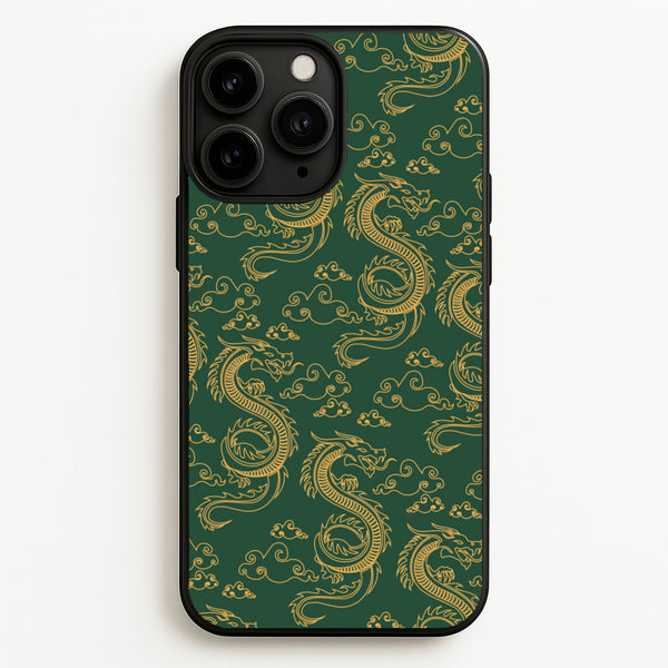 Green And Gold Dragon Pattern  - Dragon Patterns Phone Case for iPhone 11 Pro Max