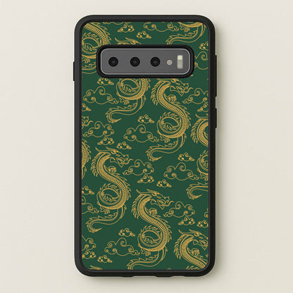Green And Gold Dragon Pattern  - Dragon Patterns Phone Case for Galaxy S10 Plus