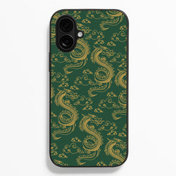 Green And Gold Dragon Pattern  - Dragon Patterns Phone Case for iPhone 16 Plus